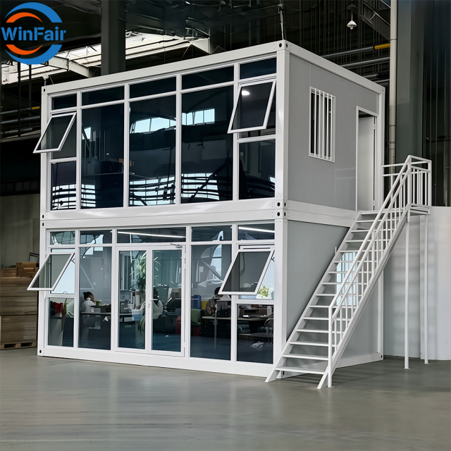 WinFair China 20Ft Detachable Glass 2 Floor Two Bedroom Prefab Container House Homes Prefabricated House for Beauty Salon