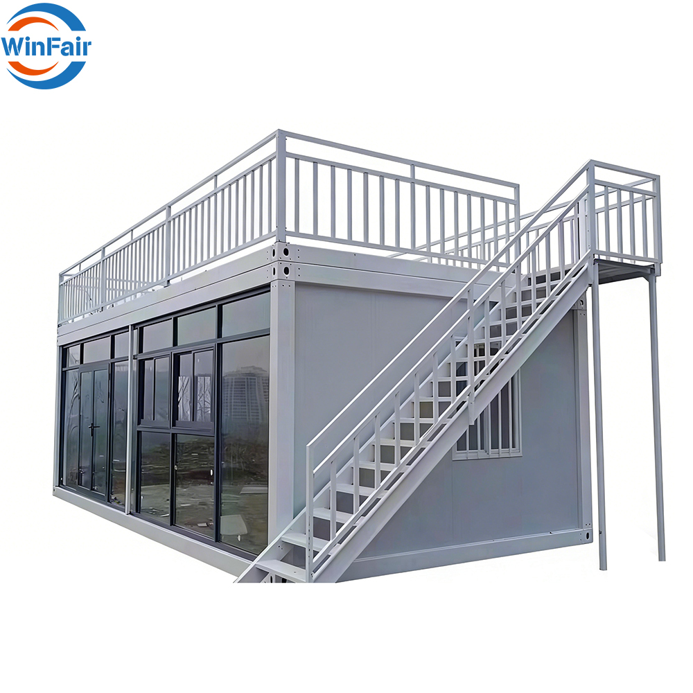 WinFair Colombia Low Price Prefab Steel Container House 20Ft 40Ft Two Bedroom With Bedroom and Balcony for Backyard Studio