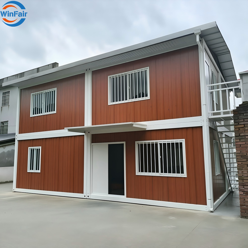 WinFair White Prefabricated Mordern Modular Prefab Container House Two Level Duplex With Toilet Sale Ghana for Living Container