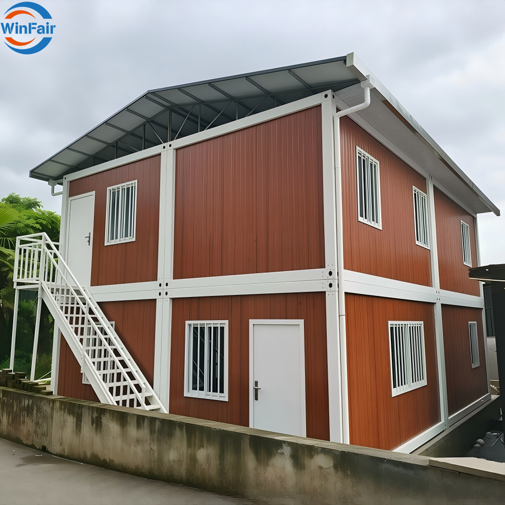 WinFair White Prefabricated Mordern Modular Prefab Container House Two Level Duplex With Toilet Sale Ghana for Living Container