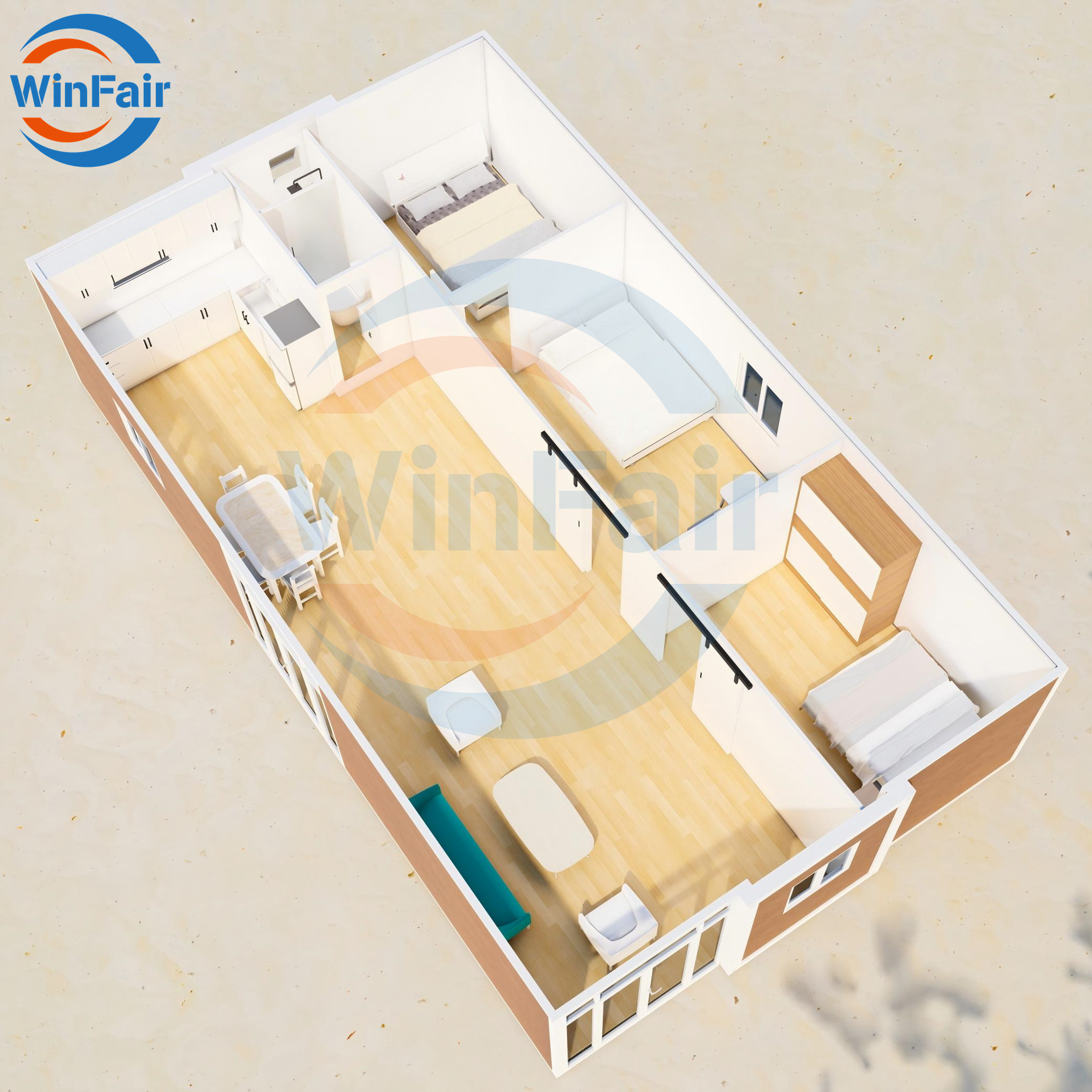 WinFair China Modular 3 Bedroom Prefabricated Mobile Houses Container Homes for Quick Install House / Ce Certified