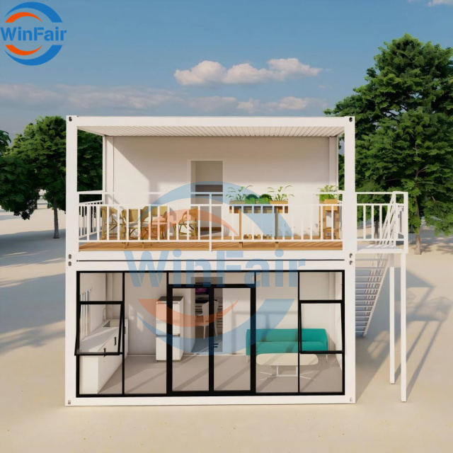 WinFair China Cheap Luxury Villa Two Bed Room Container House White Granny Flat 20Ft Cheapest for Quick Install House