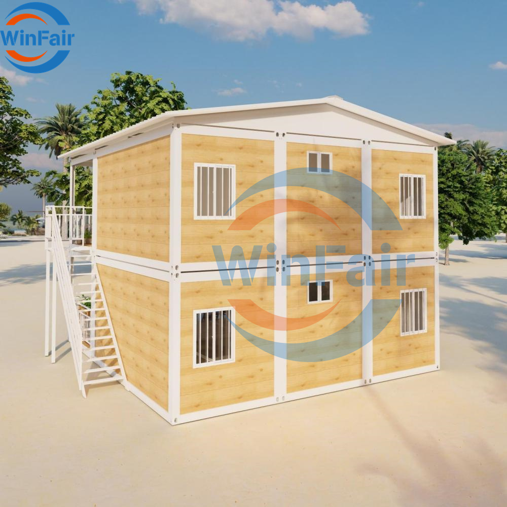 WinFair Paraguay Low Cost Prefab Container House Prefabricated Double Story House With Porch for Home Studio / Creative Space