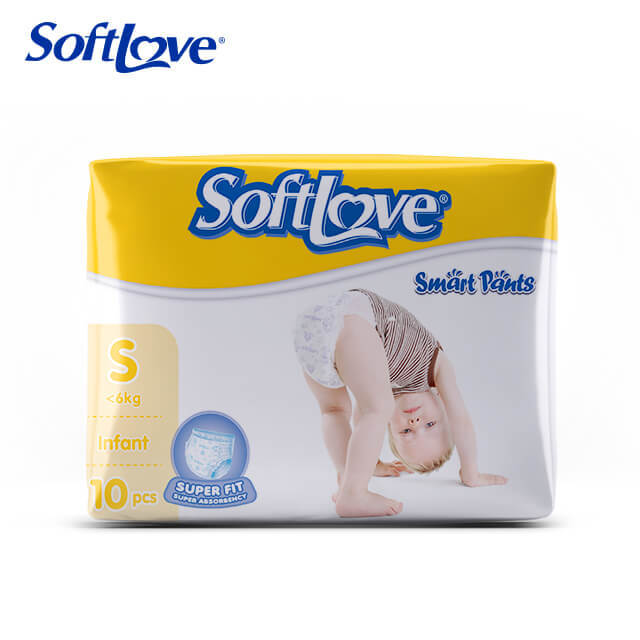 Fabricants de couches jetables pour bébé Softlove Smart Pants (S10)