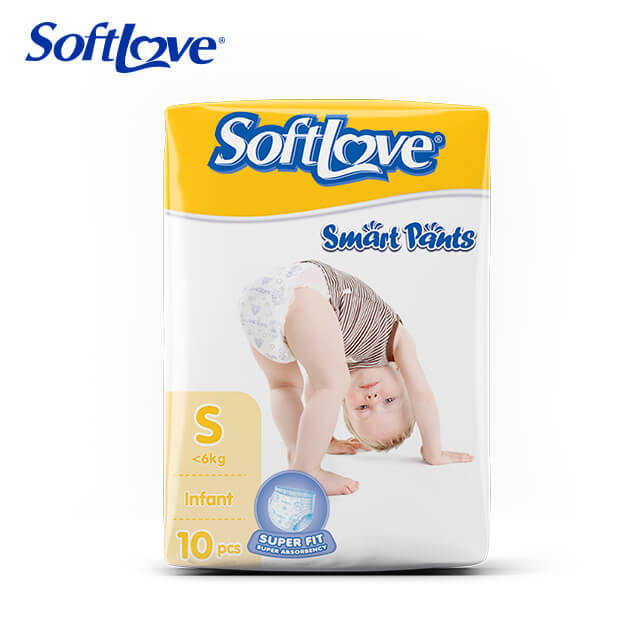 Fabricants de couches jetables pour bébé Softlove Smart Pants (S10)