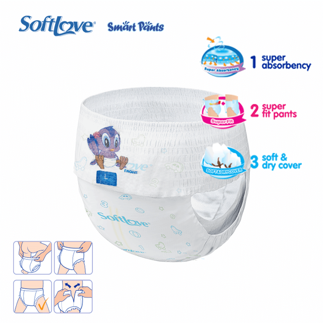 Softlove Smart Pants Bequeme, weiche Einweg-Babywindeln (L8)
