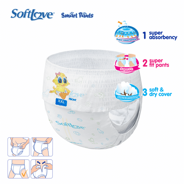 Couches pour bébé Softlove Smart Pants OEM Design Vente en gros (XXL6)