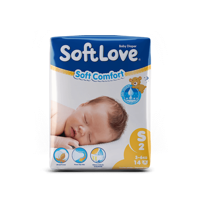 Couche Softlove Soft Comfort Meilleures couches pour bébé à haute capacité d'absorption (S14)