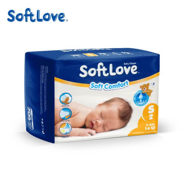 Couche Softlove Soft Comfort Meilleures couches pour bébé à haute capacité d'absorption (S14)