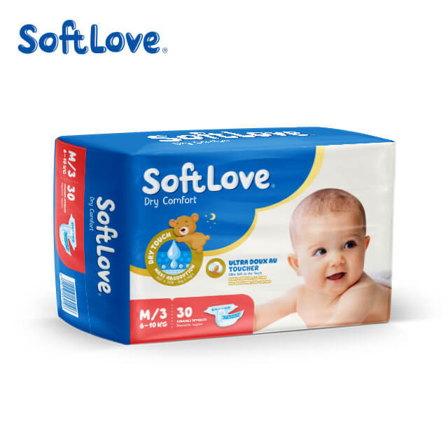 Fabricant de couches jetables pour bébé SoftLove Dry Comfort Diaper (M30)