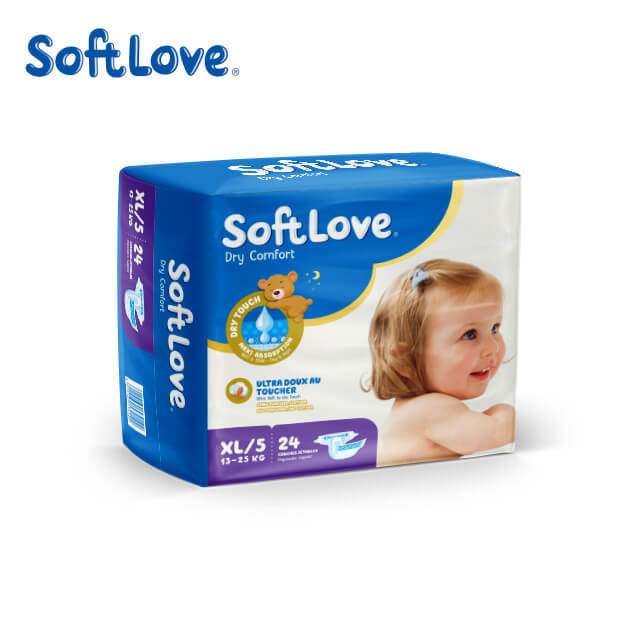 حفاضات SoftLove Dry Comfort عالية الجودة من مورد حفاضات الأطفال بالجملة (XL26)