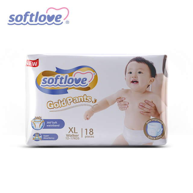 سعر الجملة لبنطلونات Softlove Gold من موردي حفاضات الأطفال (XL18)