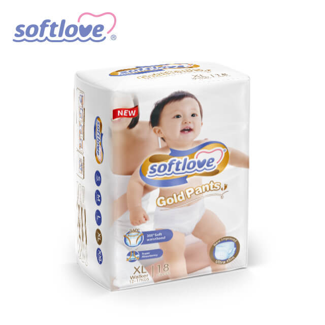سعر الجملة لبنطلونات Softlove Gold من موردي حفاضات الأطفال (XL18)