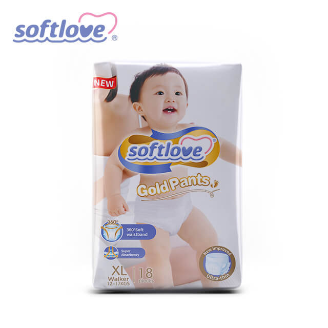 سعر الجملة لبنطلونات Softlove Gold من موردي حفاضات الأطفال (XL18)