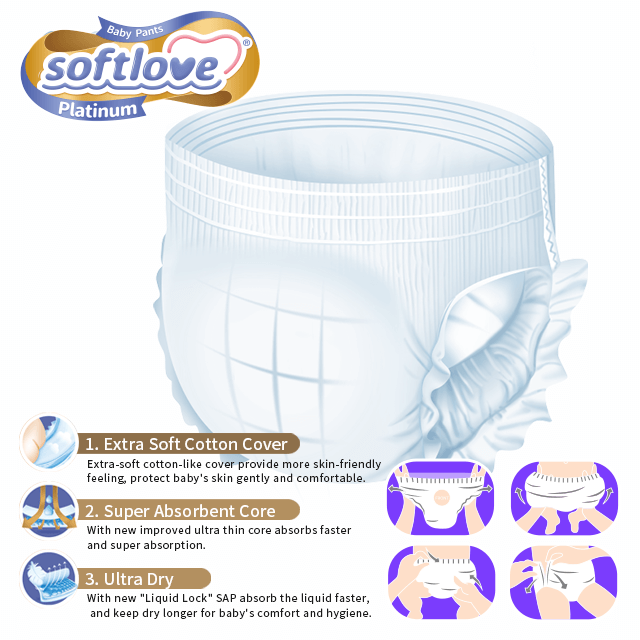 سراويل Softlove Gold المخصصة للحفاضات التي تستخدم لمرة واحدة للأطفال (M22)