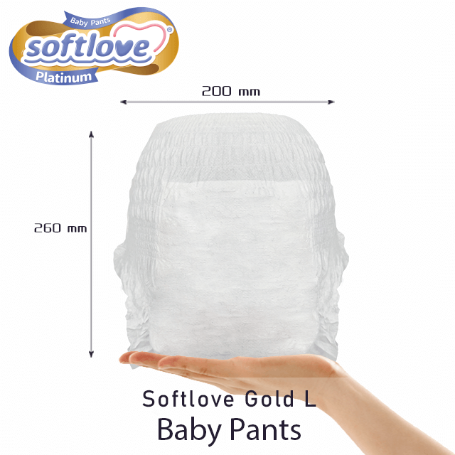 Softlove Gold Pants, мягкие дышащие детские подгузники хорошего качества (L20)