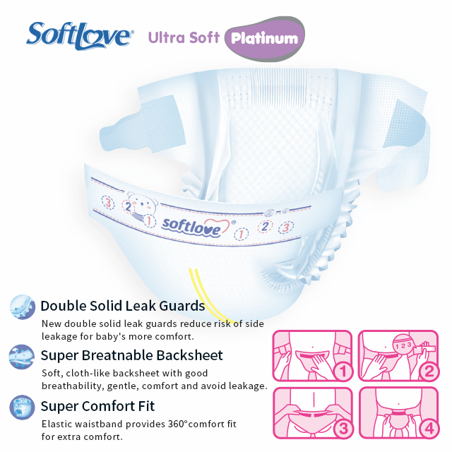 Fabricant de couches jetables Softlove Platinum Diaper (S60)