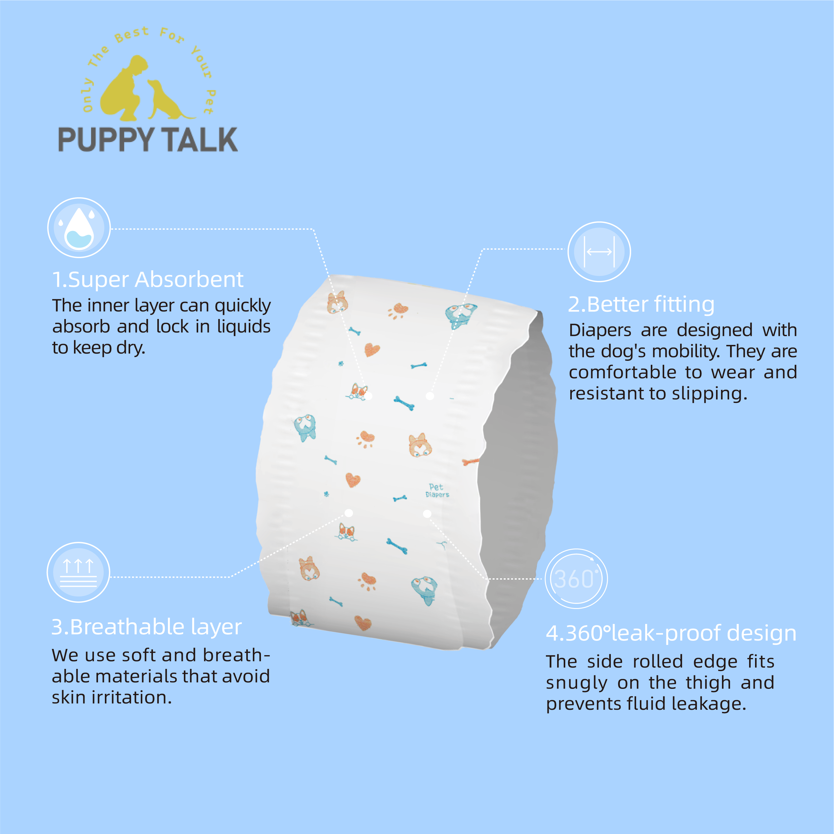 PUPPY TALK Pet Diapers Wholesale Professional Male Wraps Manufacturer