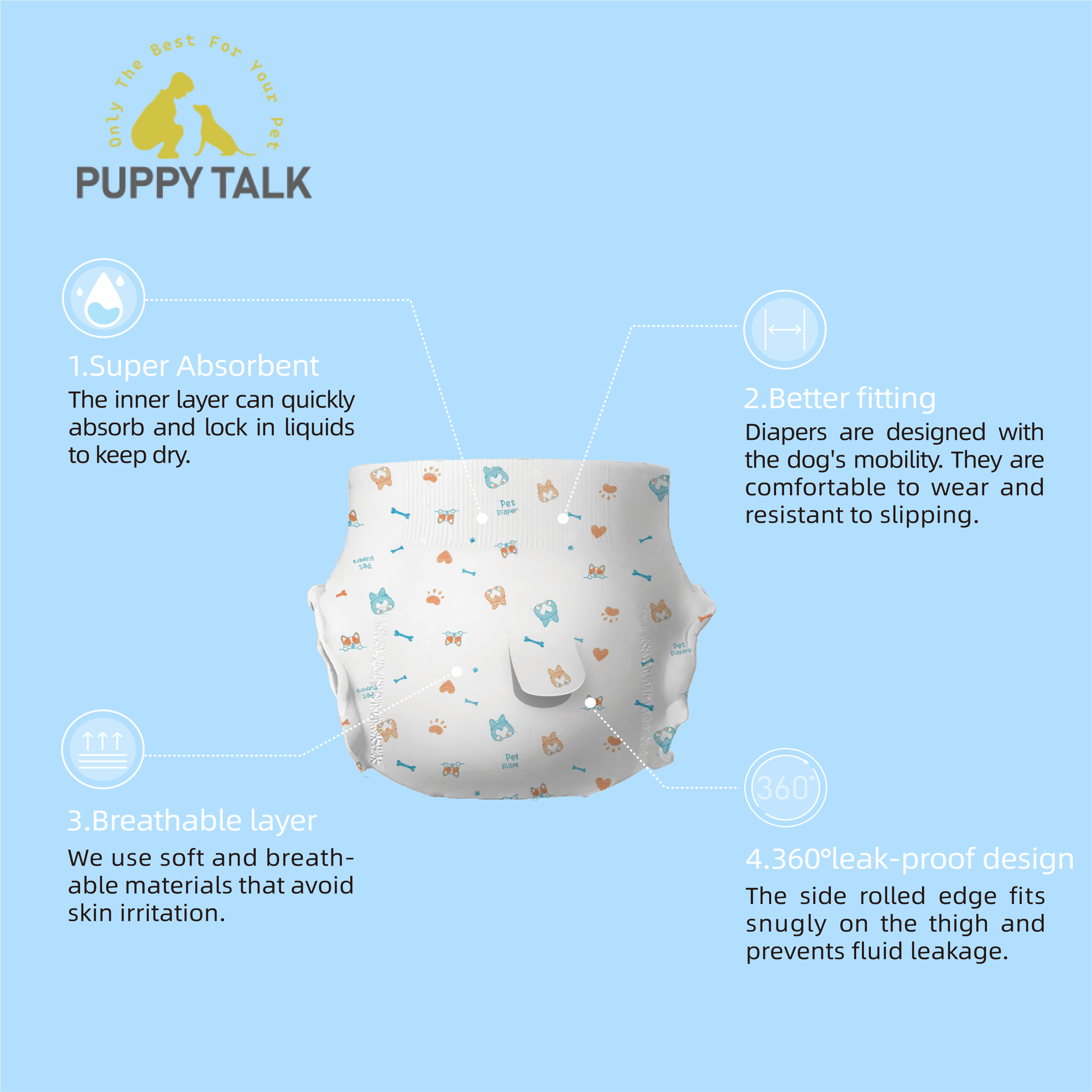PUPPY TALK Unisex Dog Training Diaper OEM Disposable Puppy Diaper