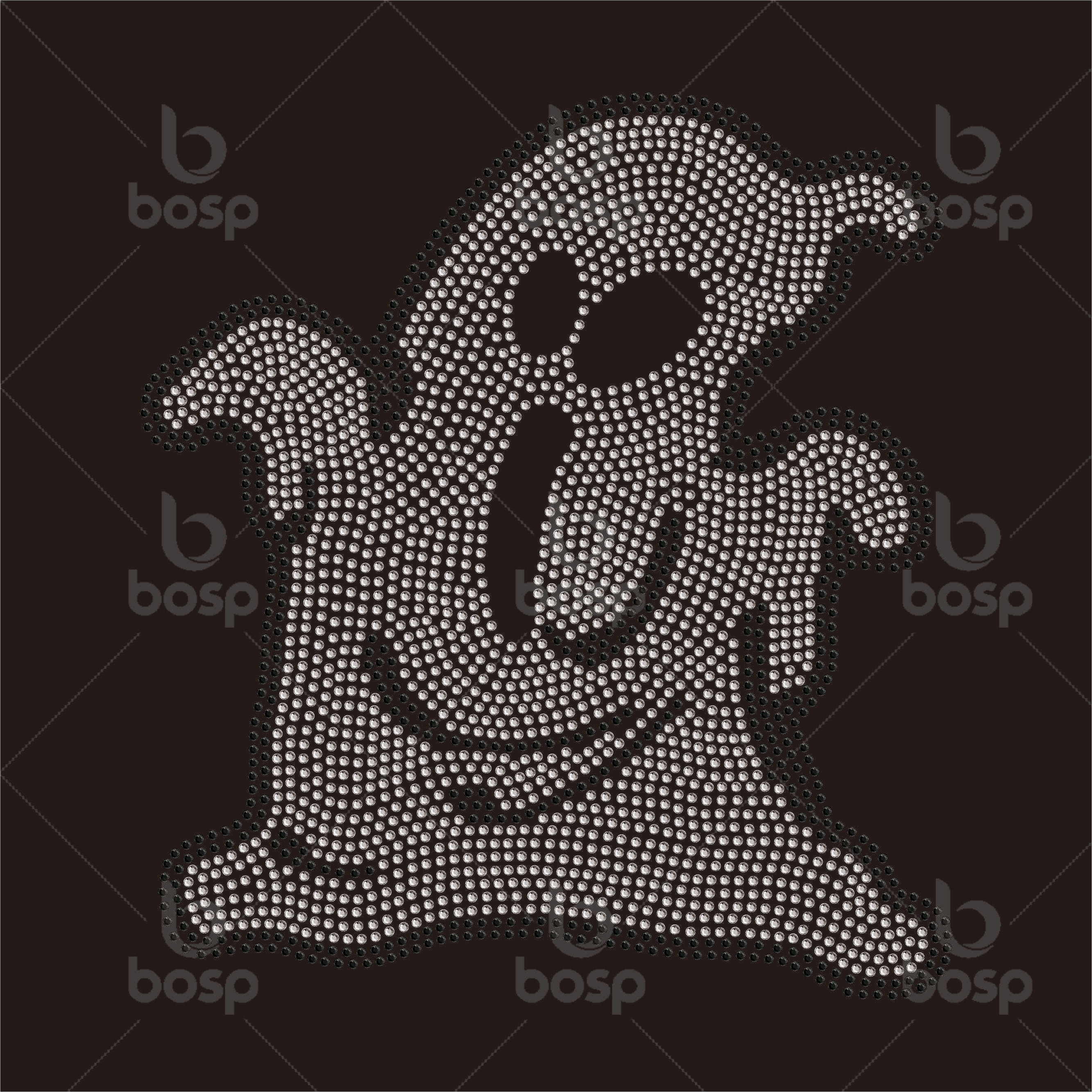 Custom Logo Decoration Halloween Rhinestone Iron on Transfers Hotfix Rhinestone Stones Transfer