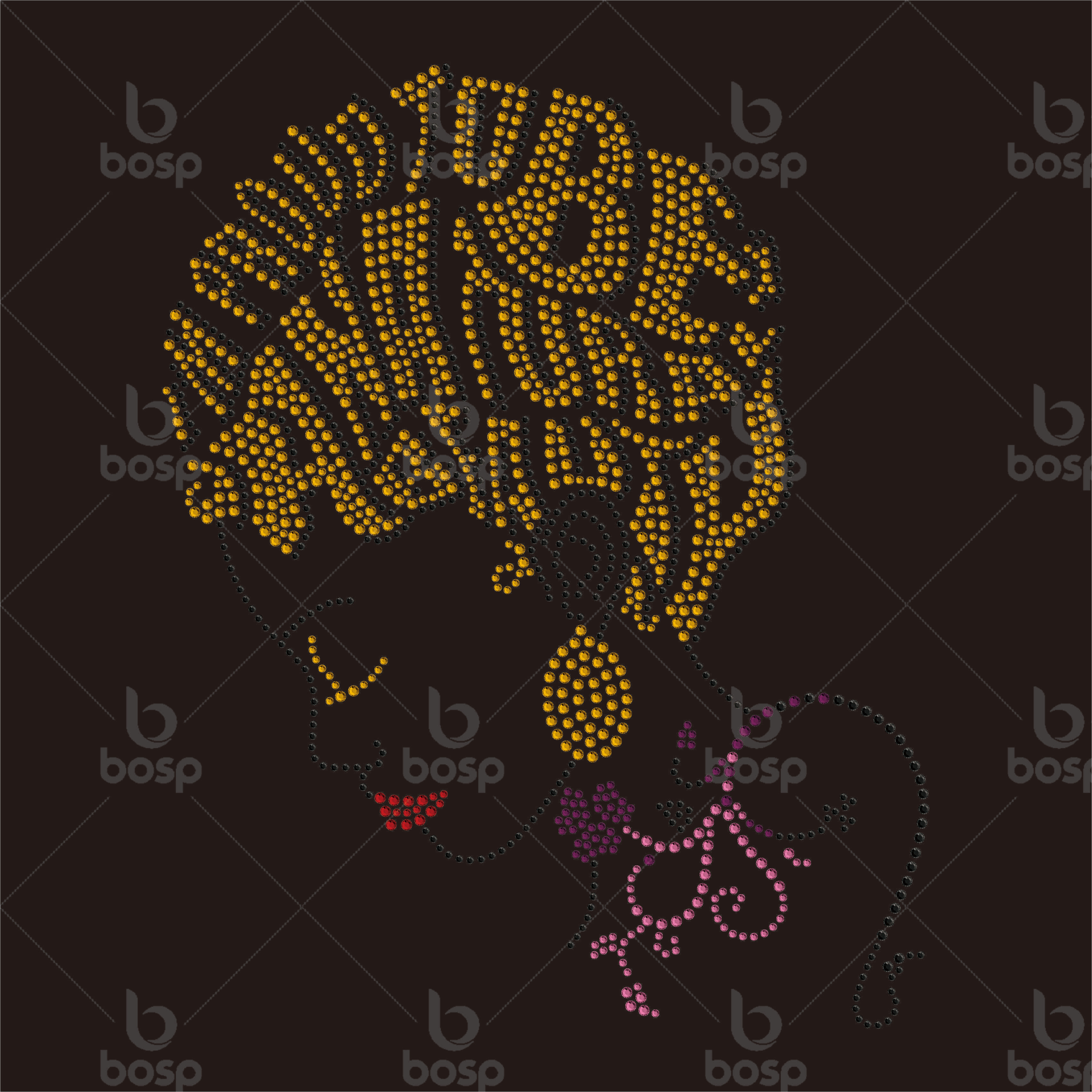 Custom Hot Fix  Woman Iron on Rhinestone Heat Transfer Design Printing