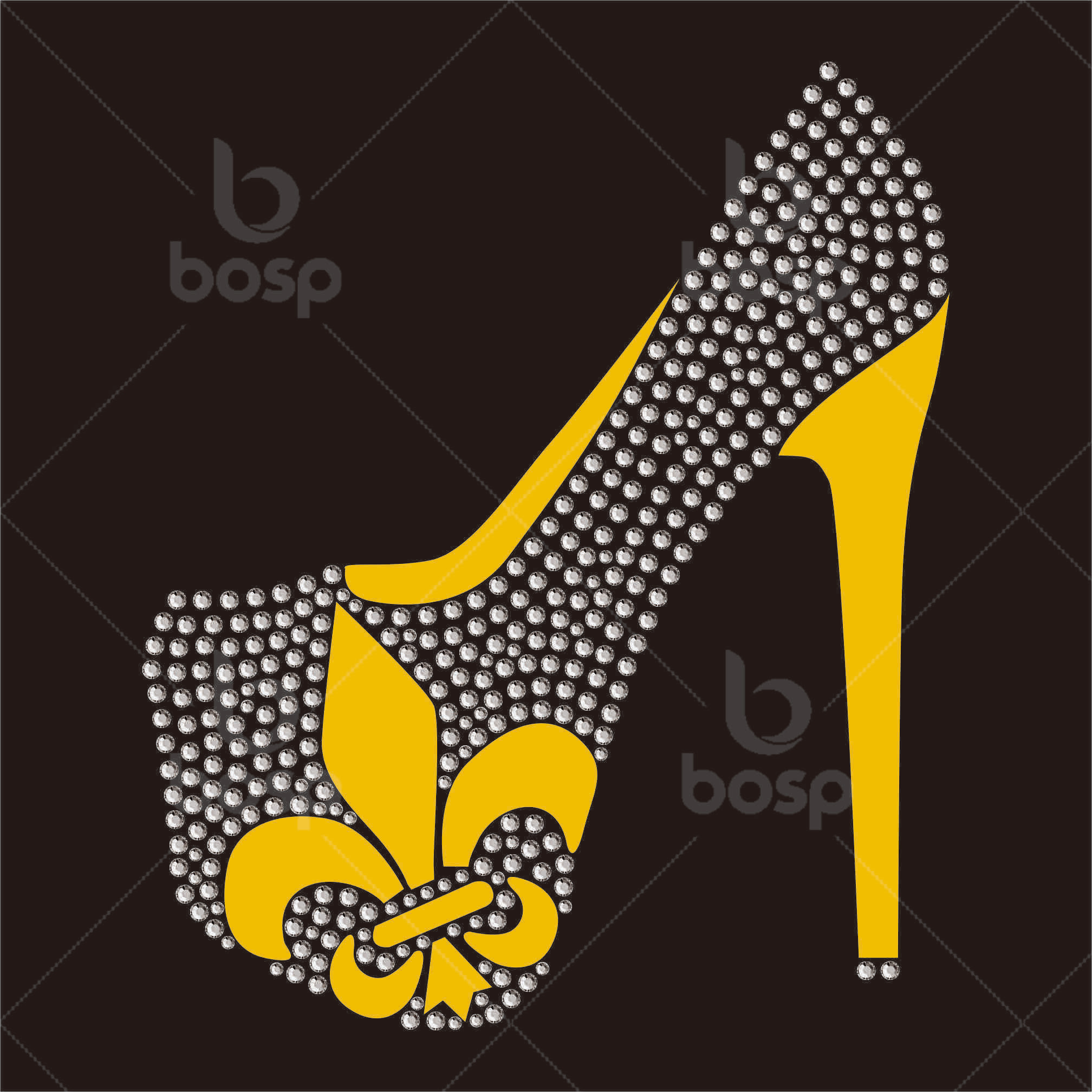 Fashion Custom High Heel Shoes Hot Fix Rhinestone Transfer Design