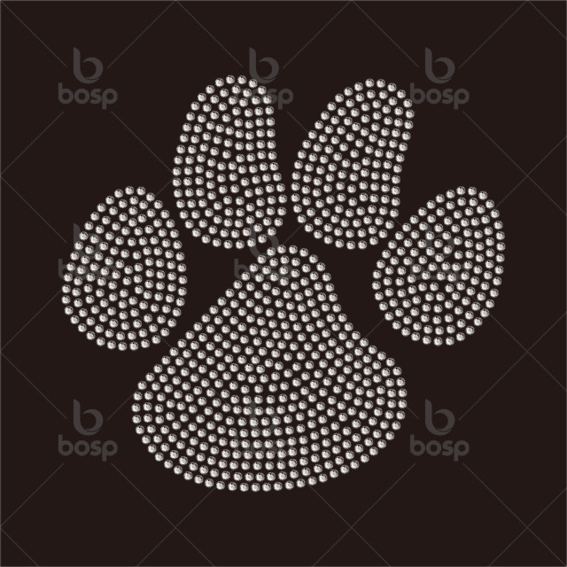 Small Beautiful Rhinestone Paw Print Patches Heat Press Patches for Garment
