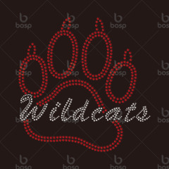 Wildcats Paw rhinestone motif Patches Iron on Make up Bags