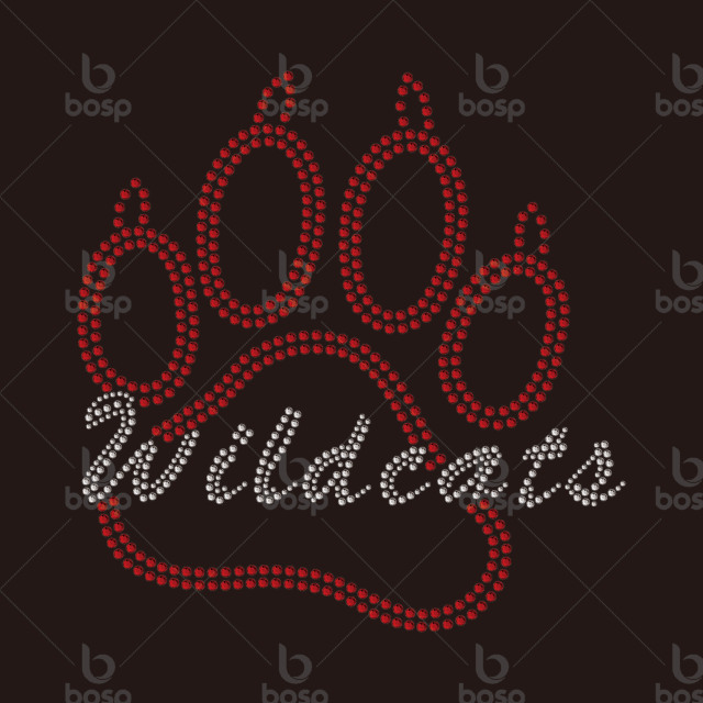 Wildcats Paw rhinestone motif Patches Iron on Make up Bags