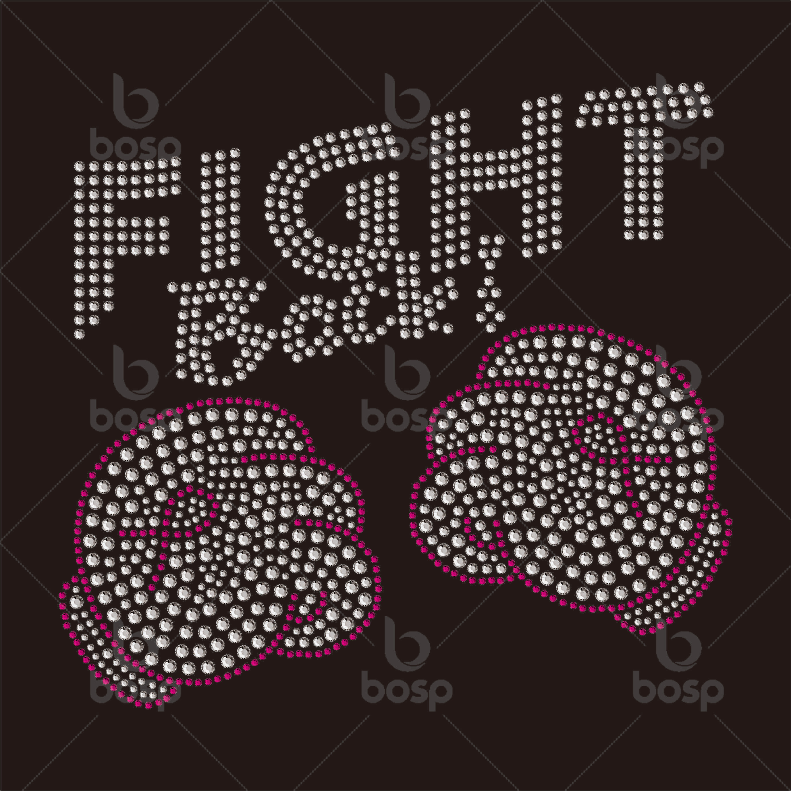 Rhinestone Transfer FIGHT Breast Cancer Awareness Motifs Hot Fix Sticker Ribbon Patches Applique Iron on T-shirt