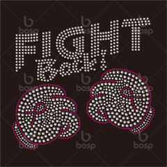 Rhinestone Transfer FIGHT Breast Cancer Awareness Motifs Hot Fix Sticker Ribbon Patches Applique Iron on T-shirt