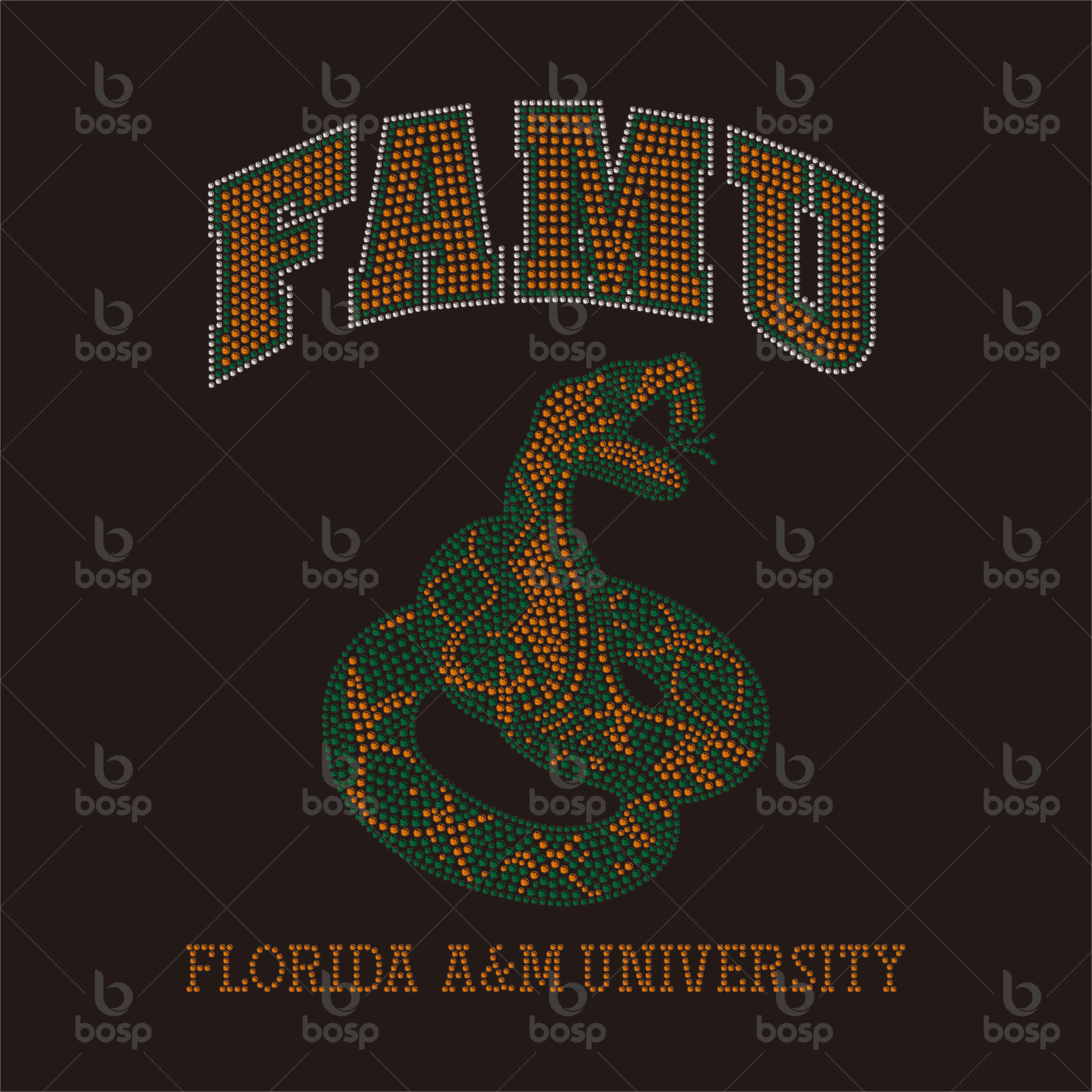 FAMU Rattlers Custom Rhinestones Transfer NFL Football Team Motif Hotfix Florida A&M Iron on Rhinestone Transfer