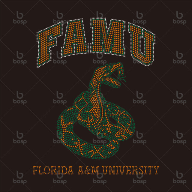 FAMU Rattlers Custom Rhinestones Transfer NFL Football Team Motif Hotfix Florida A&M Iron on Rhinestone Transfer