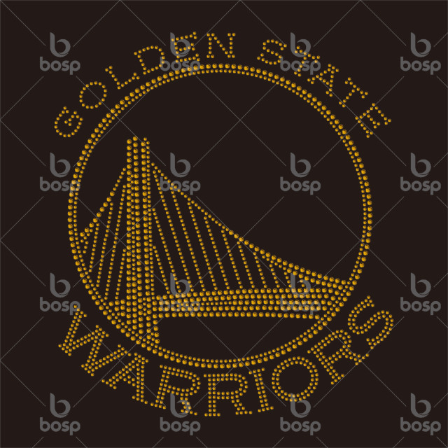 Warriors Basketball Team Logo Crystal Hot Fix Custom Logo Iron on Rhinestone Transfer