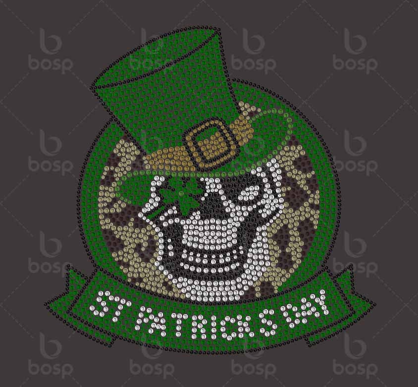 hotfix rhinestones heat transfer Iron on "kiss me I'am Irish lucky charm St. patrick's day"