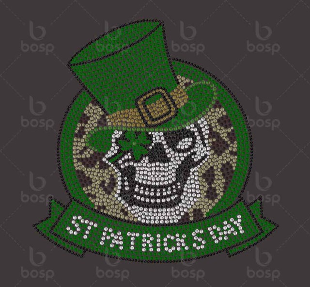 hotfix rhinestones heat transfer Iron on "kiss me I'am Irish lucky charm St. patrick's day"