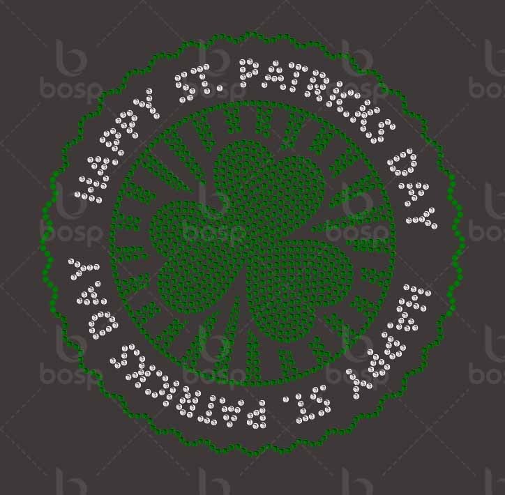 hotfix rhinestones heat transfer Iron on "Big hat lucky charm St. patrick's day"