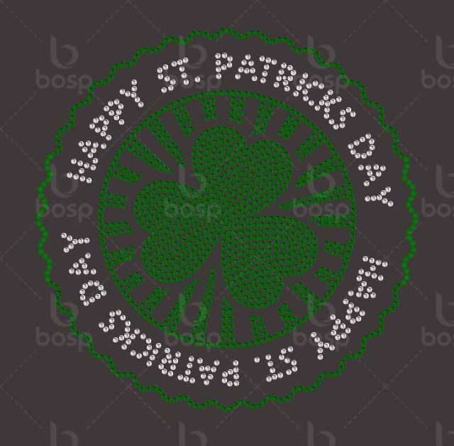 hotfix rhinestones heat transfer Iron on "Big hat lucky charm St. patrick's day"