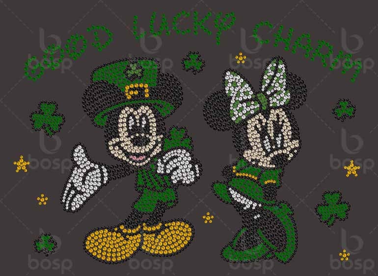 St. Patrick's Day Love Shamrock Rhinestone Mega Bling Shirt