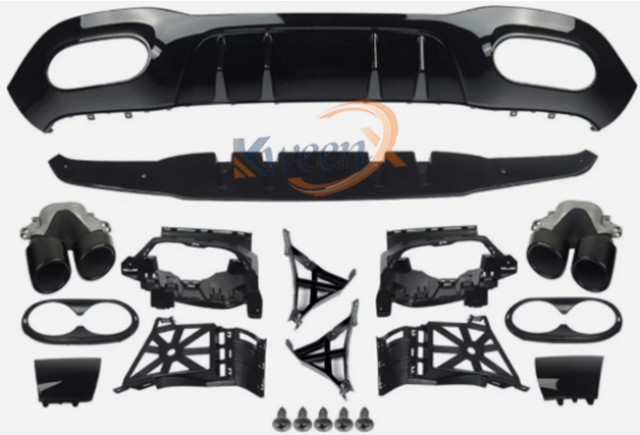 rear bumper diffuser update AMG with round exhaust silver/black-W177