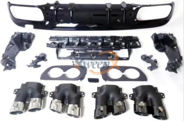 rear bumper diffuser n/m update C43 with round exhaust mouth-205