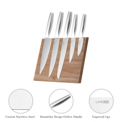5pcs Hollow Handle Knife Set with Wood Block