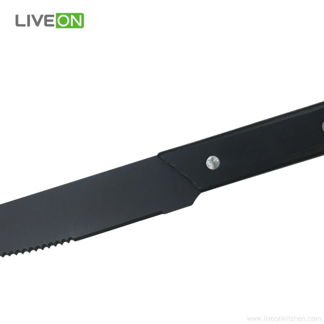 Black Wooden Handle Steak Knife Set 4 Pieces