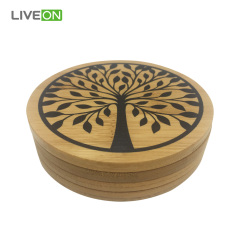 Tea & Drink Round Bamboo Coaster Set