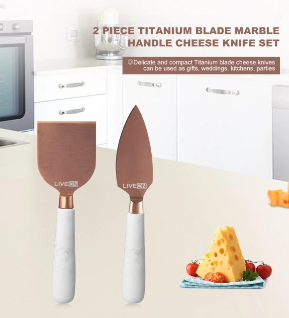 Marble Handle 2 pieces Cheese Knife Set