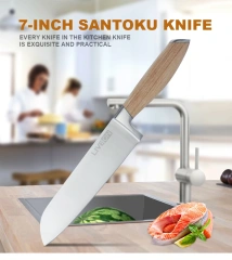 7 INCH SANTOKU KNIFE WITH PAKKA WOOD HANDLE