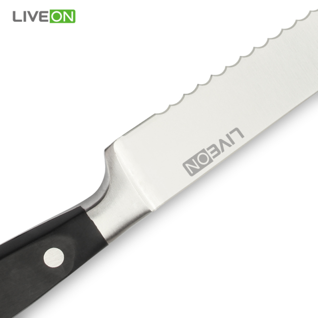 ABS handle+bolster 6pcs kitchen knife set stainless steel with wood block