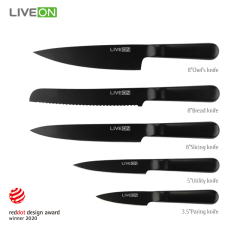Reddot design award 6pcs hollow handle kitchen knife set with wooden block