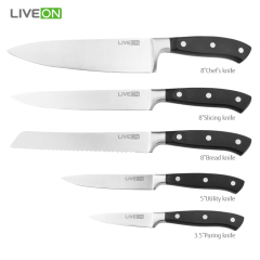 ABS handle+bolster 6pcs kitchen knife set stainless steel with wood block