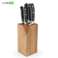 ABS handle+bolster 6pcs kitchen knife set stainless steel with wood block